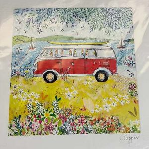 Red Campervan Blank Card (Greeting Card)