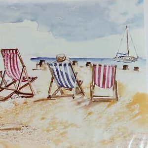 Deckchairs on the Beach Blank Card (Greeting Card)