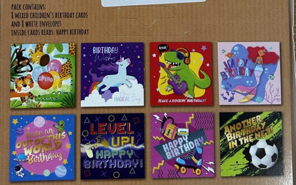 Pack of 8 square Children's Birthday Cards (Birthday Greeting Cards)