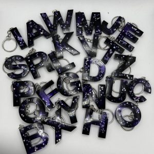 Initial Resin Keyring A-Z - 1 pc - Any Colour