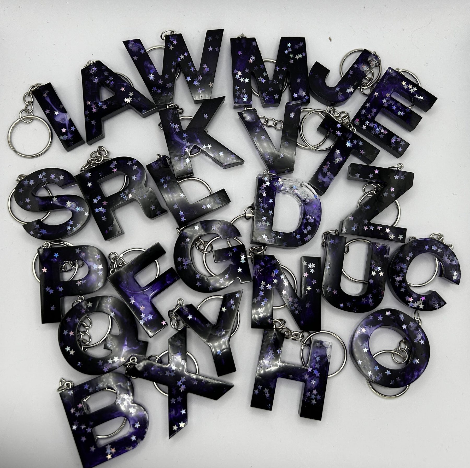 Initial Resin Keyring A-Z - 1 pc - Any Colour