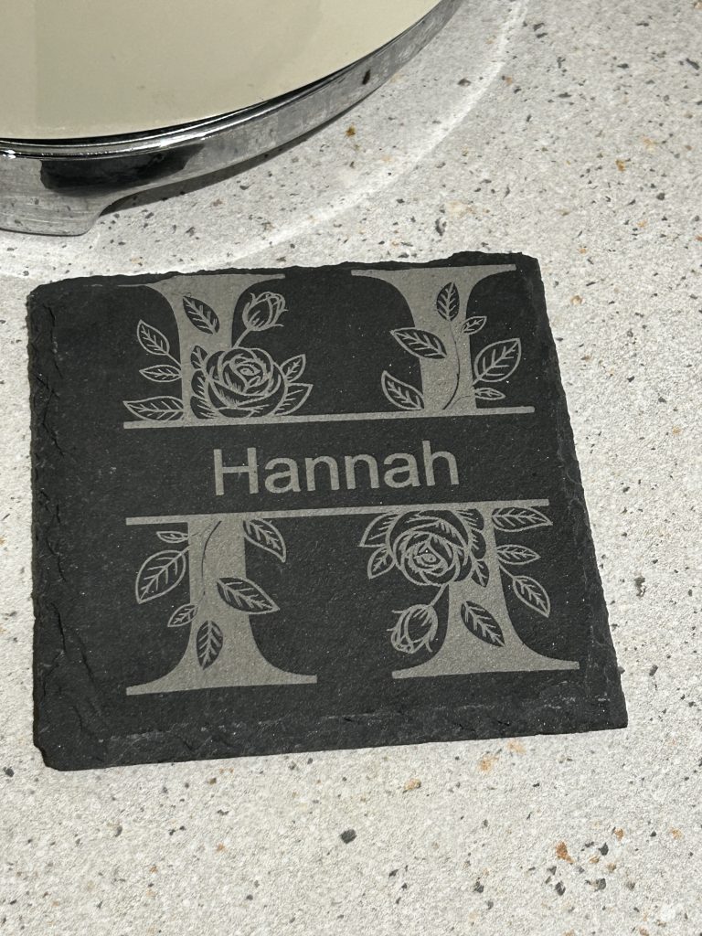 Personalised Square or Round Slate Coaster with Initial and Name 10cm